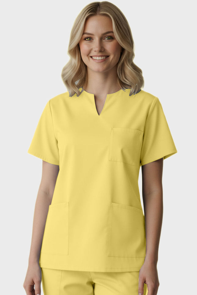 Panda Uniform Women's Three Pocket Split Neck Nursing Scrub Top - Made In USA