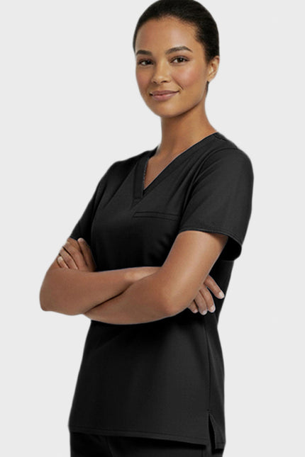 Panda Uniform Women's V-Neck Single Pocket Scrub Top