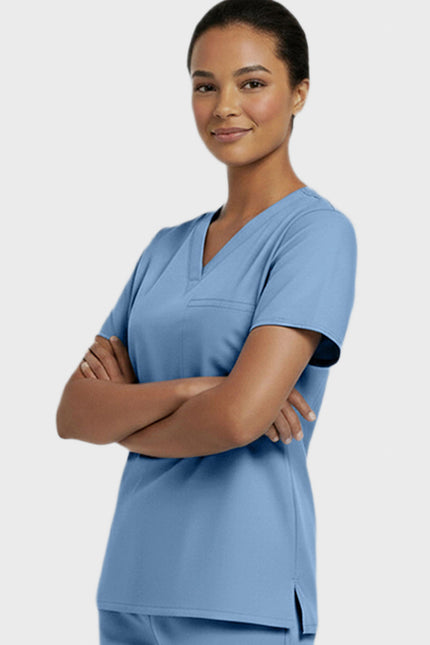 Panda Uniform Women's V-Neck Single Pocket Scrub Top