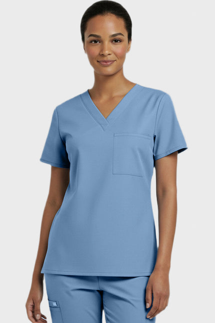 Panda Uniform Women's V-Neck Single Pocket Scrub Top