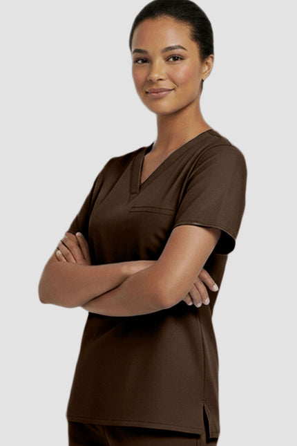Panda Uniform Women's V-Neck Single Pocket Scrub Top