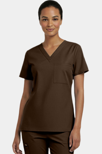 Panda Uniform Women's V-Neck Single Pocket Scrub Top