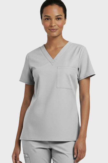 Panda Uniform Women's V-Neck Single Pocket Scrub Top