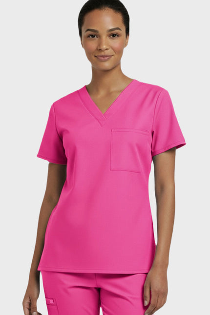 Panda Uniform Women's V-Neck Single Pocket Scrub Top