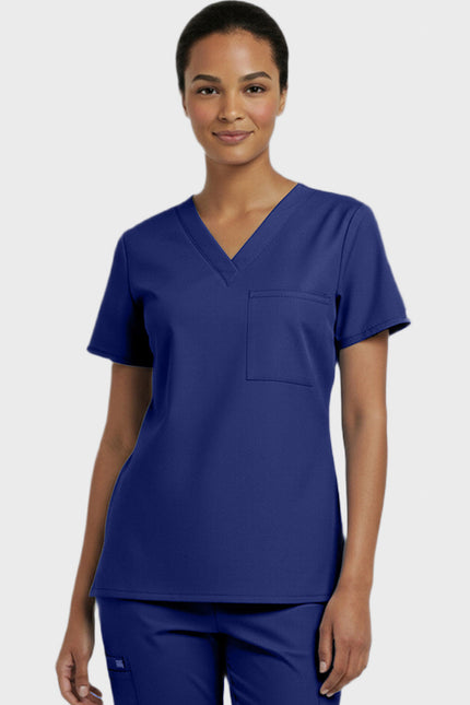 Panda Uniform Women's V-Neck Single Pocket Scrub Top