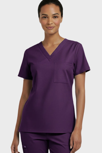 Panda Uniform Women's V-Neck Single Pocket Scrub Top