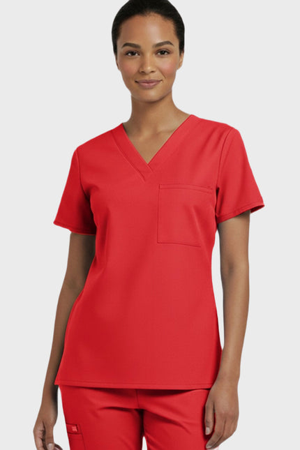 Panda Uniform Women's V-Neck Single Pocket Scrub Top