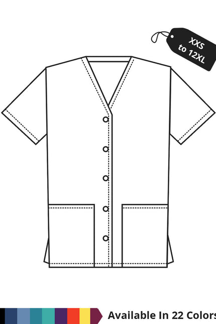 HeedFit Made To Order Unisex 26.5 Inches Two Pocket Button Front Solid Nursing Scrub Top