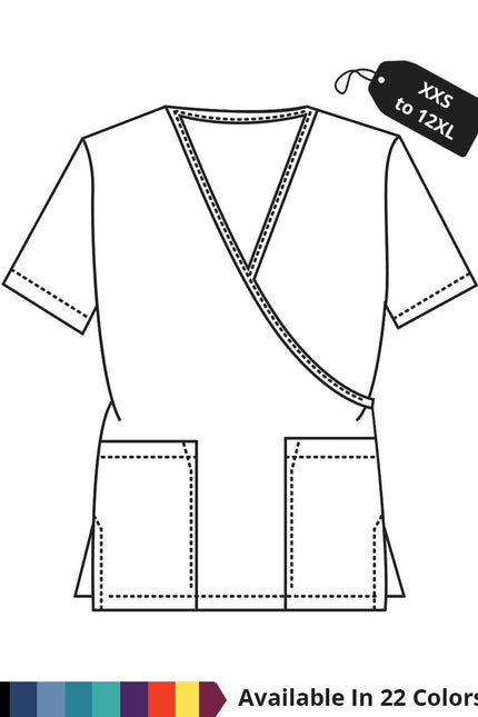 HeedFit Made To Order Women's 27.5 Inches Two Pocket Mock Wrap Scrub Top