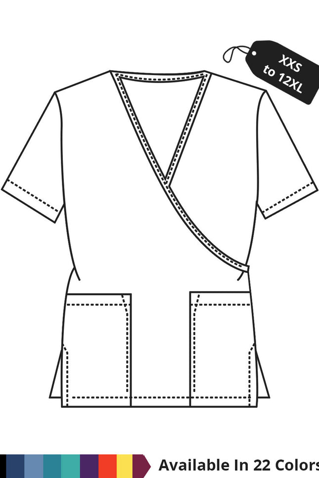 HeedFit Made To Order Women's 27.5 Inches Two Pocket Mock Wrap Scrub Top