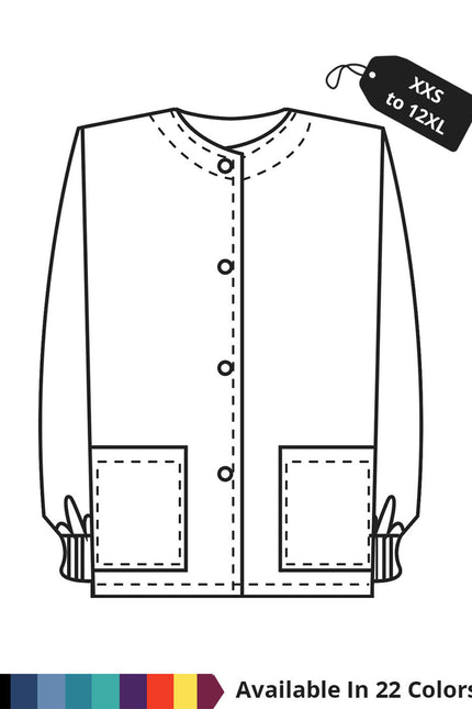 HeedFit Made To Order Unisex 30 Inches Two Pocket Jewel Neck Medical Scrub Jacket