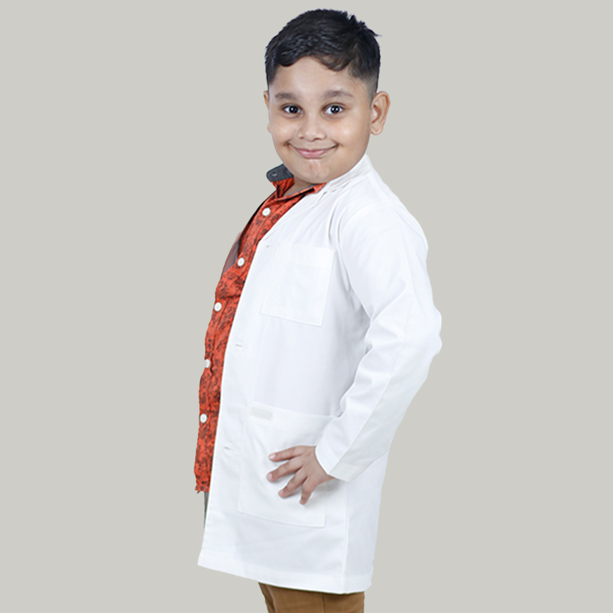 Heedfit Children White Lab Coat: HF-1103V3