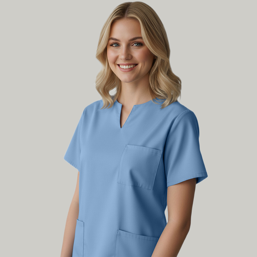 Panda Uniform Women's Three Pocket Split Neck Nursing Scrub Top: PA-ST4038V2