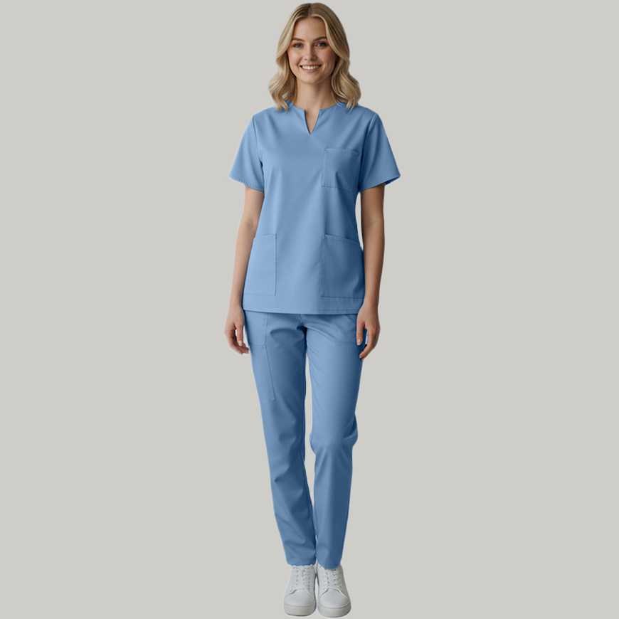 Panda Uniform Women's Three Pocket Split Neck Nursing Scrub Top: PA-ST4038V3